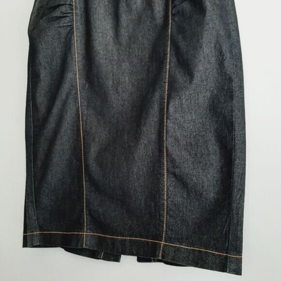 BISOU BISOU Y2K Blue Jeans Fitted High-Waist Pencil Midi Length Skirt Sz 6 - Picture 5 of 10